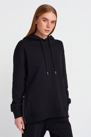 Oversized Cotton Zip-Front Hooded Sweatshirt