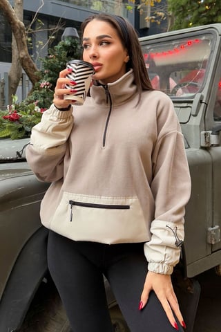 Oversized Plush Half-Zip Sweatshirt