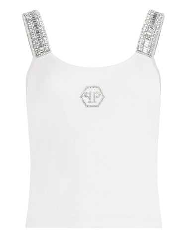 Rib Tank Top Strass Hexagon