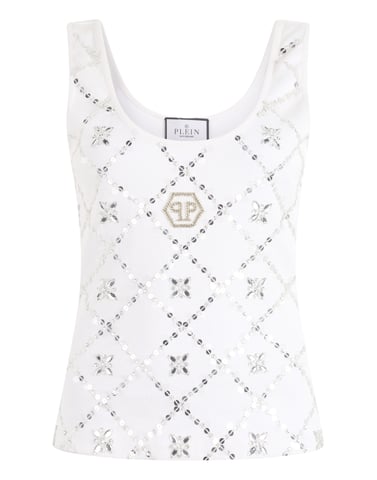 Tank Top Rhomb Flower Strass