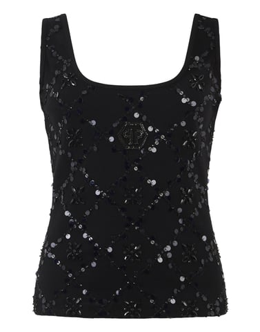 Tank Top Rhomb Flower Strass