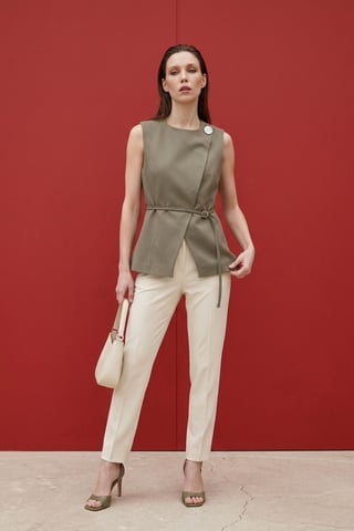 Belted crepe waistcoat