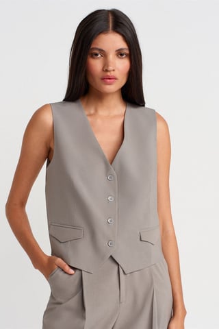 Women's V-neck Woven Waistcoat