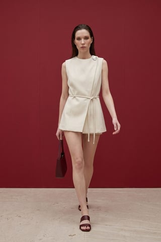 Belted crepe waistcoat