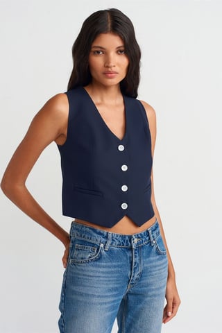 Women's Crop Woven Waistcoat