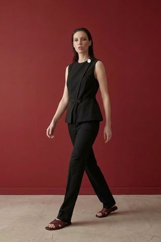Belted crepe waistcoat