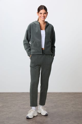 Oversized Hooded Zipper Tracksuit Set
