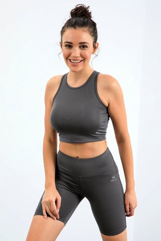 Sleeveless Slim-fit Active Set With Cycling Shorts