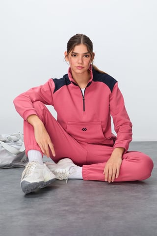 Color-Blocked Fleece Tracksuit Set