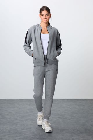 Oversized Hooded Zip Sweatshirt And Pants Set