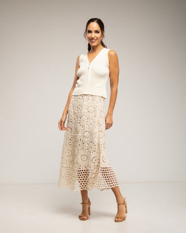 Midi crochet skirt with elastic waistband