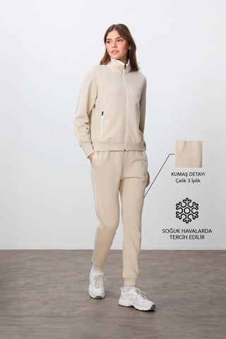 Oversized Zip-collar Sweatshirt And Pants Set