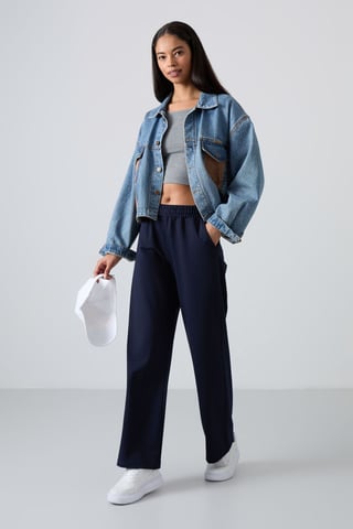 Wide-Leg Pull-On Sweatpants