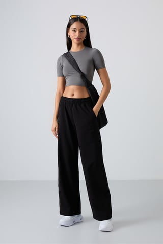 Wide-Leg Pull-On Sweatpants