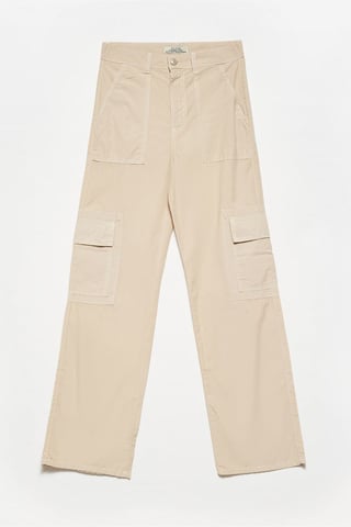 High-Waist Cotton Poplin Straight-Leg Pants