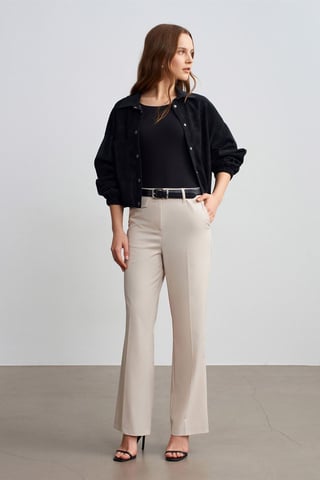 Women's High-Waist Straight-Leg Crepe Trousers