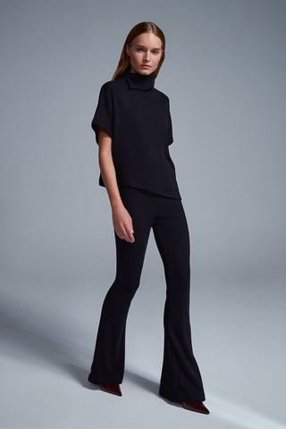 High-Waist Flare Knit Pants