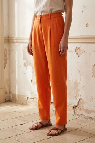 High-Waist Straight-Leg Crepe Trousers