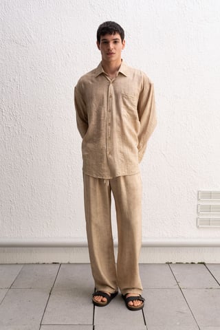 Relaxed Fit Straight Leg Pants with Pocket