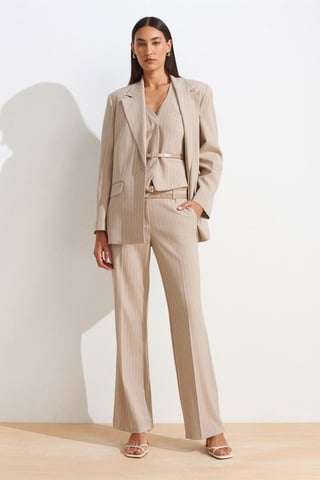 Striped Straight-leg Belted Trousers