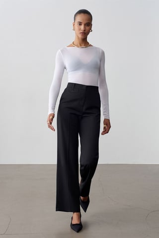 Women's High-Waist Straight-Leg Crepe Trousers