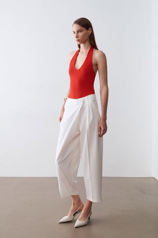High-Waist Wide-Leg Crepe Trousers