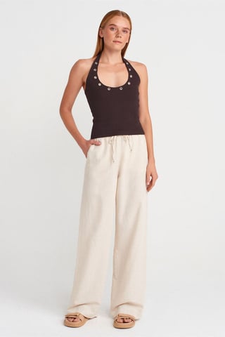 Wide-Leg Linen-Blend Trousers