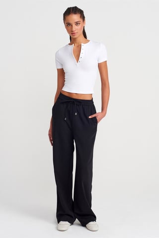 Wide-Leg Crepe Trousers