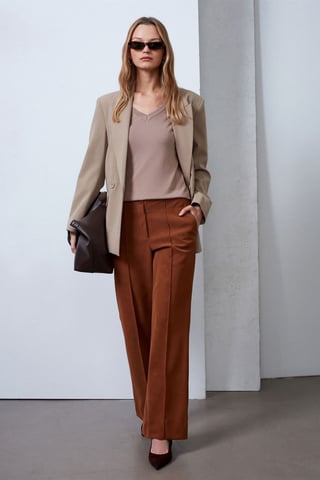 Women's High-Waist Wide-Leg Faux Leather Trousers