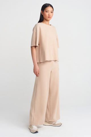 Women's High-Waist Wide-Leg Knit Trousers