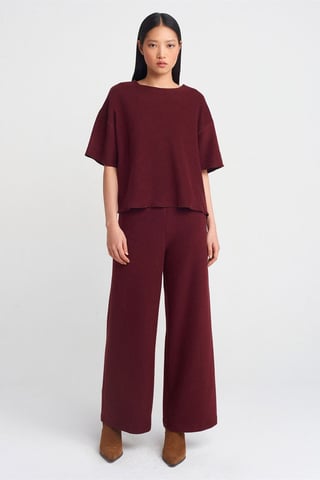 Women's High-Waist Wide-Leg Knit Trousers