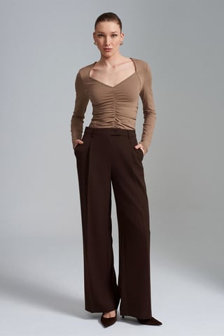 Women's High-Waist Wide-Leg Crepe Trousers