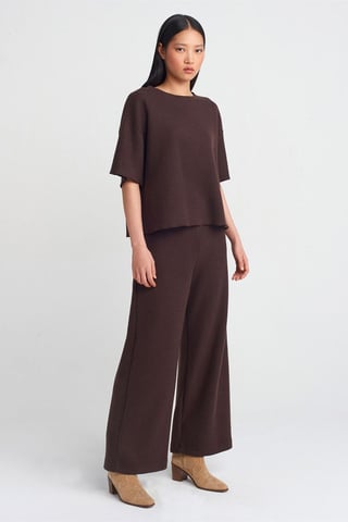 Women's High-Waist Wide-Leg Knit Trousers