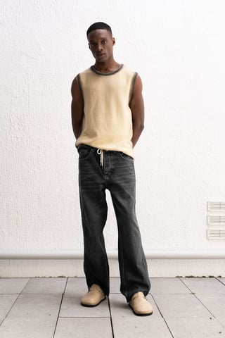 Regular Fit Denimbyxor med ränder