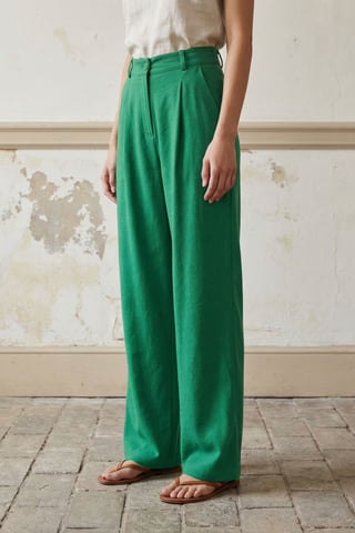 High-Waist Straight-Leg Crepe Trousers