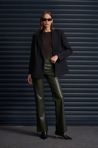 Women's Faux Leather Flare Pants