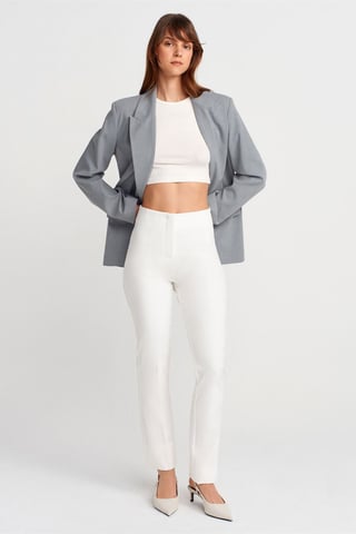 High-Waist Pleated Flare Trousers
