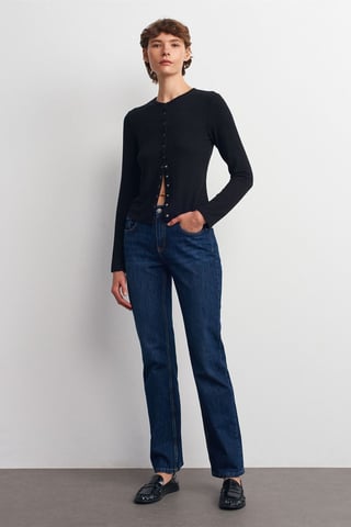 Högmidjade raka jeansbyxor