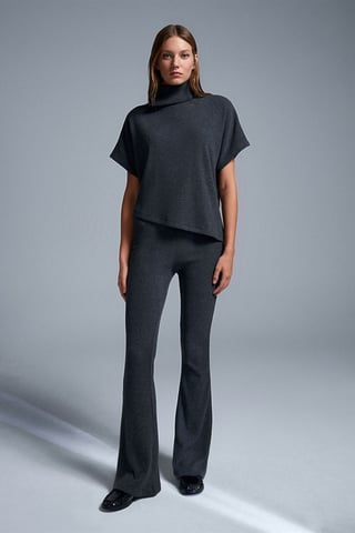 High-Waist Flare Knit Pants