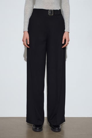 Belted Wide-leg Trousers