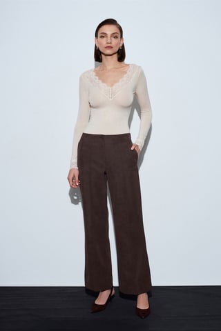 Women's High-Waist Wide-Leg Faux Leather Trousers