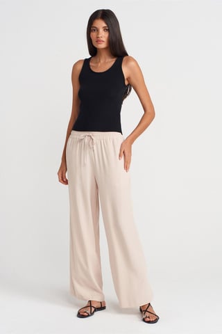 Tencel Wide-leg Trousers With Drawstring Waist