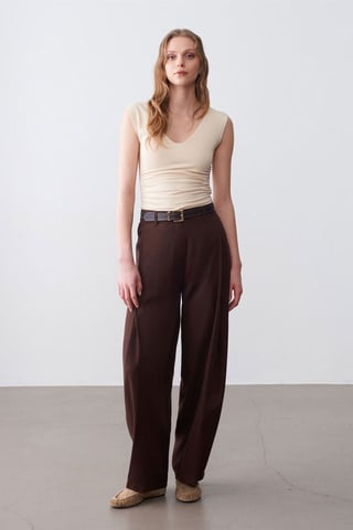 Pleated Wide-Leg Trousers
