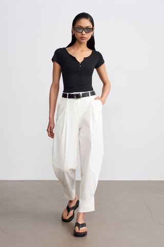 Women’s High-waist Wide-leg Poplin Trousers