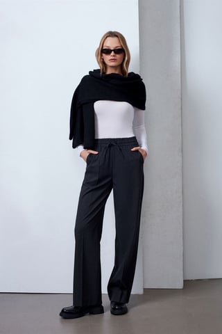 Wide-Leg Pull-On Trousers