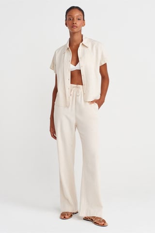 Wide-Leg Trousers With Drawstring Waist