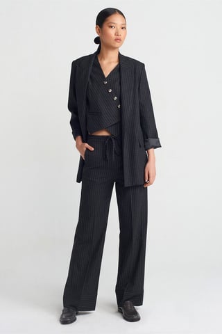 Wide-Leg Striped Trousers