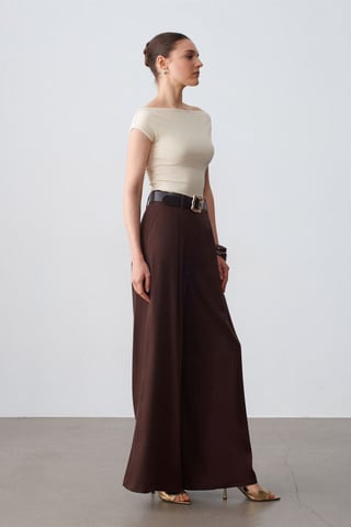 High-Waist Pleated Wide-Leg Trousers
