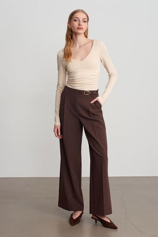 Wide-leg Belted Crepe Trousers