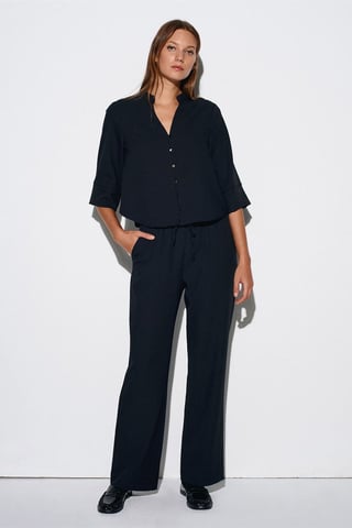 Women's Wide-Leg Crepe Trousers